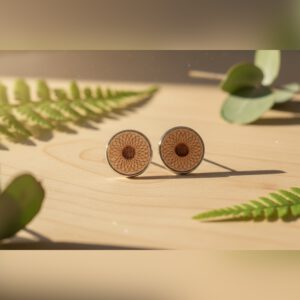 Ohrstecker Motiv Kreise aus Holz , Stecker in Edelstahl, Ø ca. 12mm